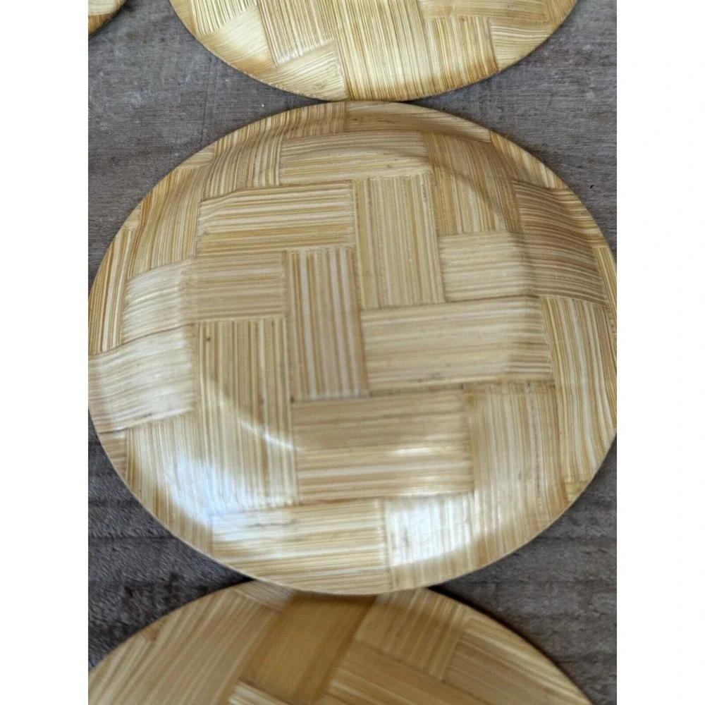 Set Of 6 Bamboo WOODEN‎ DRINK COASTERS - JAMAICA Vintage Jamaican Decor